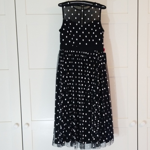 NWOT Adrianna Papell Dot Tea Length Dress - Picture 3 of 7